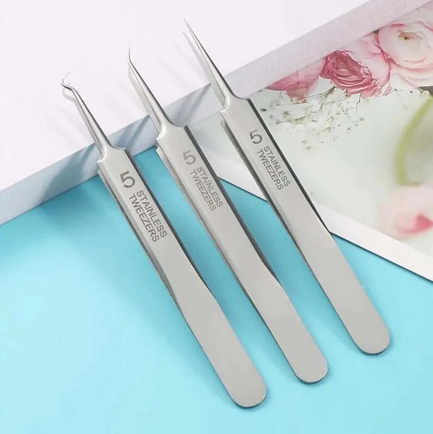 Facial Blackhead Remover Tweezers, Stainless Steel Acne Clip Acne Removal Set Beauty Tool Tweezers, Beauty & Personal Care