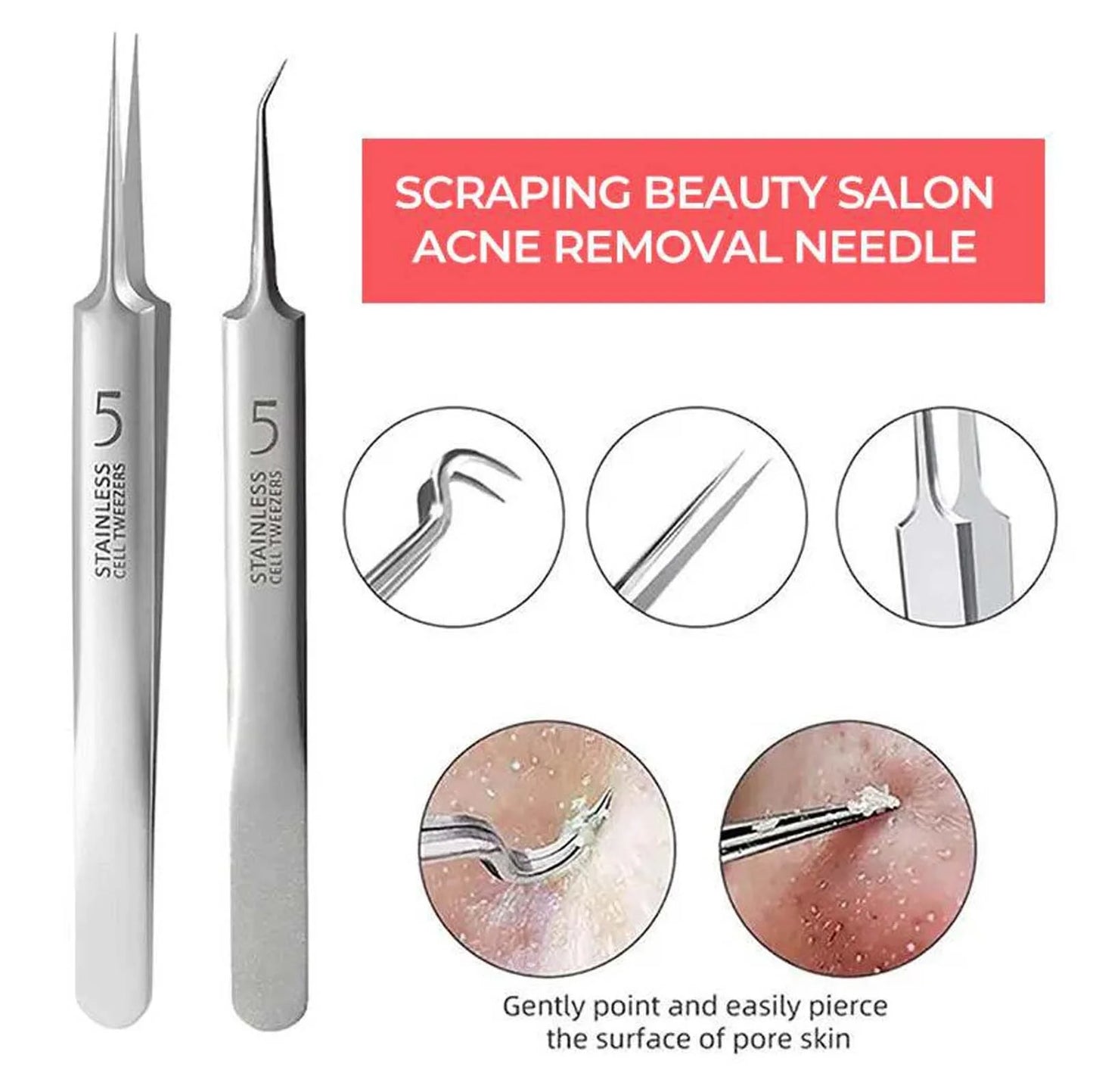 Facial Blackhead Remover Tweezers, Stainless Steel Acne Clip Acne Removal Set Beauty Tool Tweezers, Beauty & Personal Care