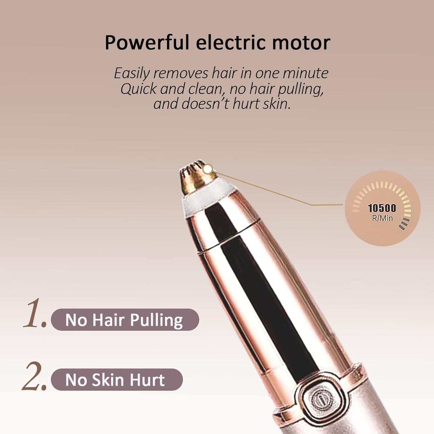 Rose Gold Hair Trimmer, Facial Hair Remover, Body Hair Trimmer, Pain-Free & Effortless, Unisex-Adults