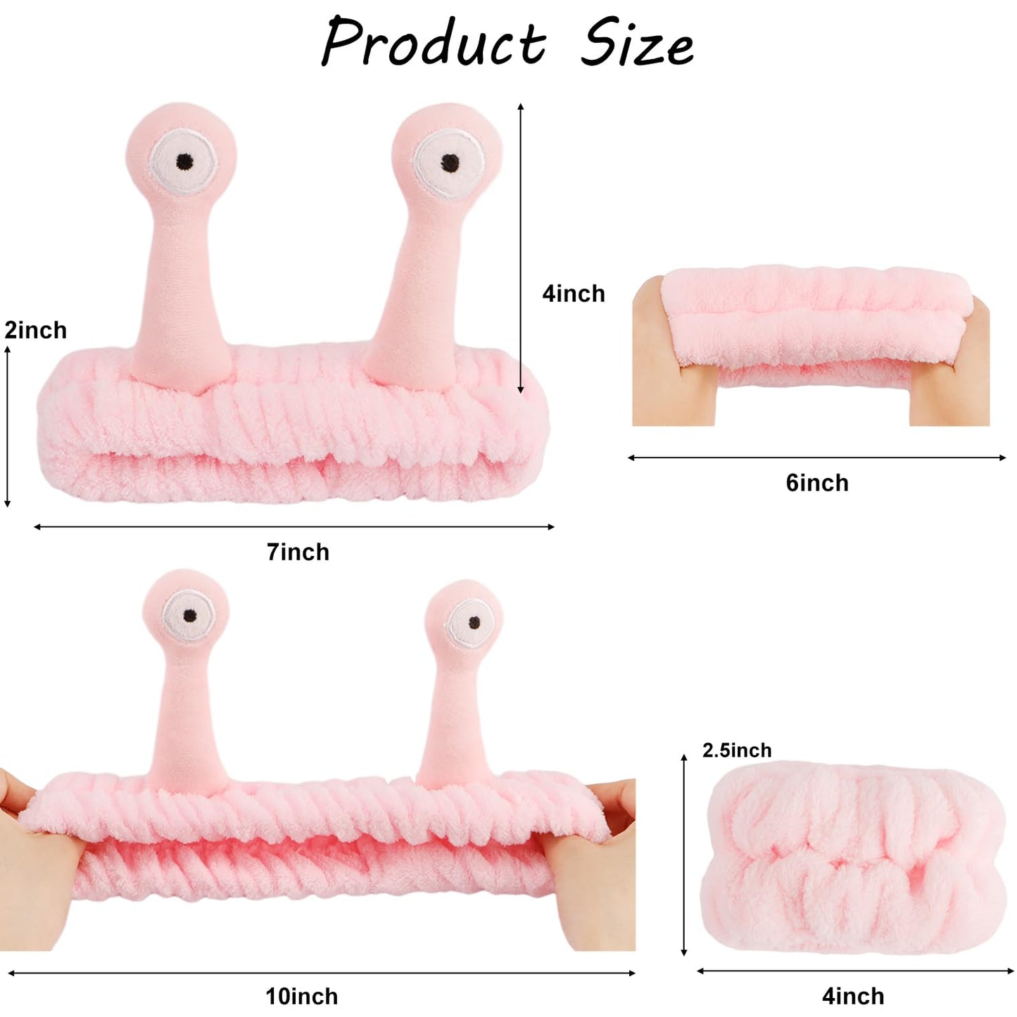 9 Pcs Skincare Headbands Snail Spa Headband and Wristband Set Alien Headband Pink Face Wash Wristbands Cute Makeup Headband Hair Band for Washing Face Wrap Head Towel Wrist Towels for Shower