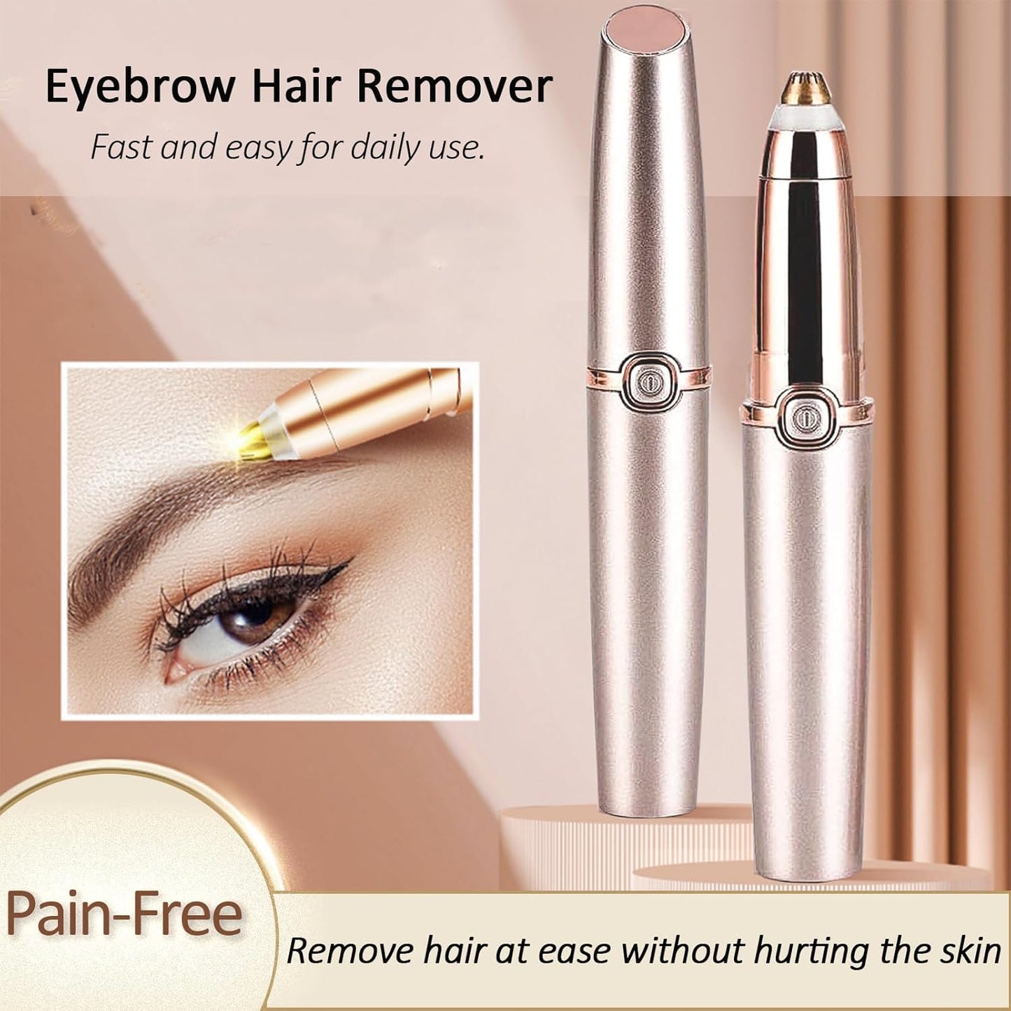 Rose Gold Hair Trimmer, Facial Hair Remover, Body Hair Trimmer, Pain-Free & Effortless, Unisex-Adults