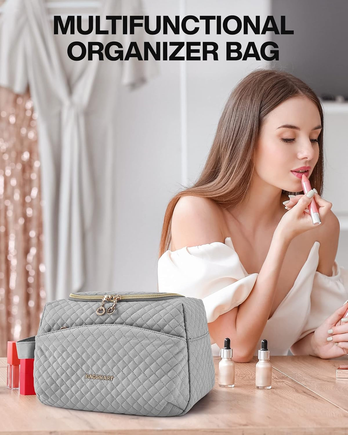 Toiletry Bag for Women Travel Toiletry Bag with Large Opening,Travel Essential,Travel Bag for Toiletries Accessories,Black