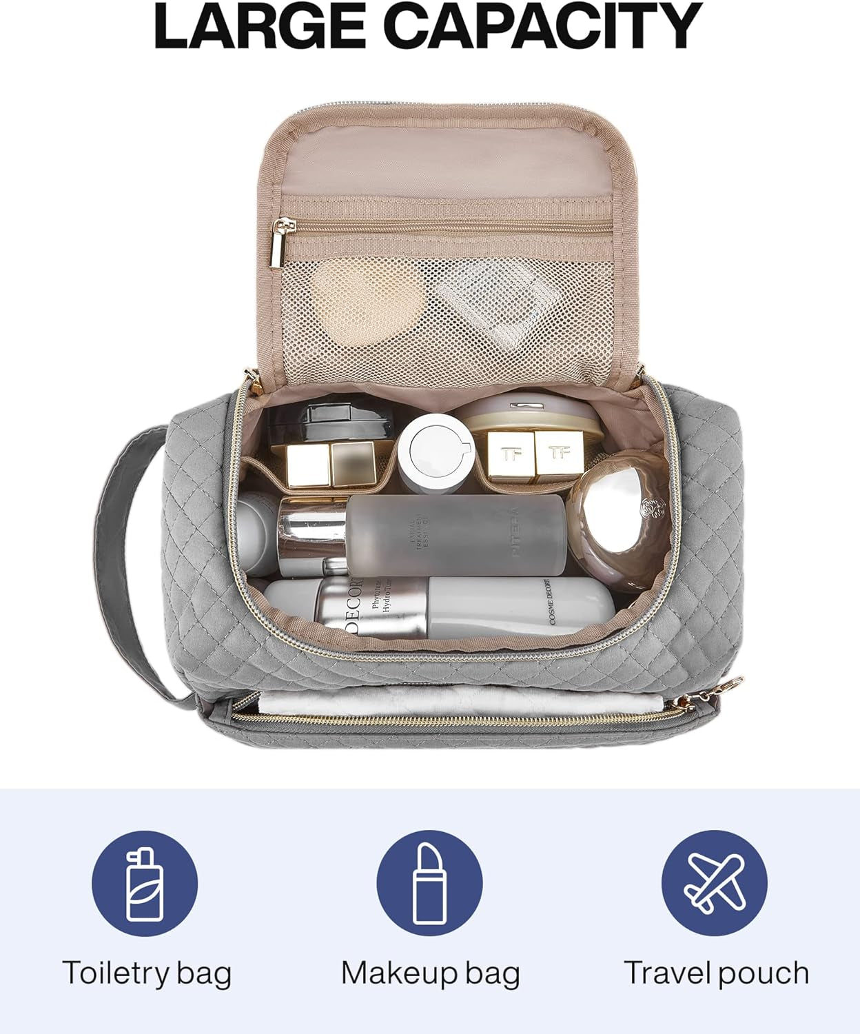 Toiletry Bag for Women Travel Toiletry Bag with Large Opening,Travel Essential,Travel Bag for Toiletries Accessories,Black