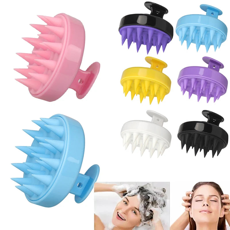 Silicone Shampoo Brush Head Scalp Massage Comb Hair Root Itching Clean the Scalp Thoroughly Body Massage Brush Bath Brush