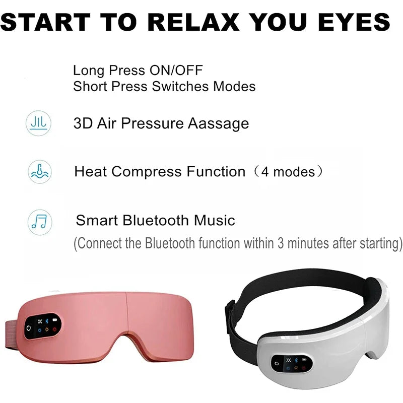 4D Eye Massager Smart Airbag Vibration Electric Eye Massage Instrument Eyes Care Glasses Beauty with Bluetooth Music Health Care