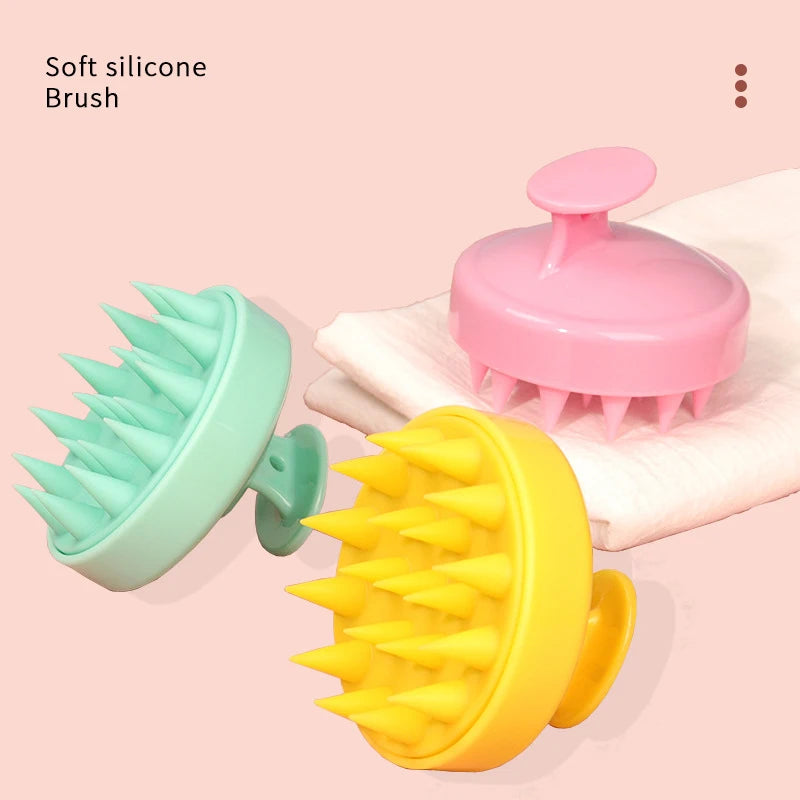Silicone Shampoo Brush Head Scalp Massage Comb Hair Root Itching Clean the Scalp Thoroughly Body Massage Brush Bath Brush