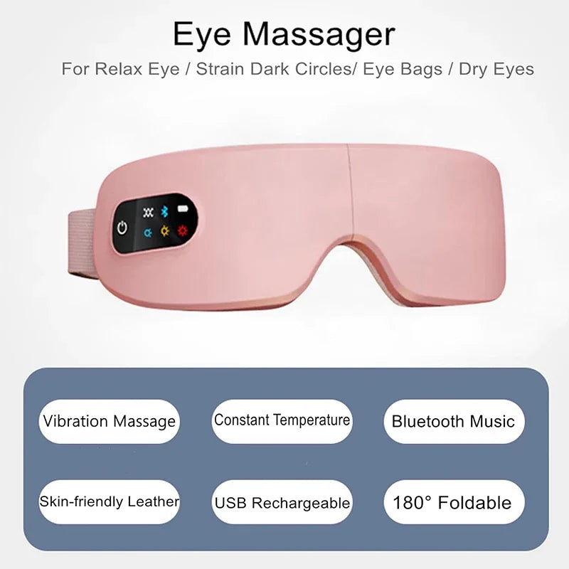 4D Eye Massager Smart Airbag Vibration Electric Eye Massage Instrument Eyes Care Glasses Beauty with Bluetooth Music Health Care
