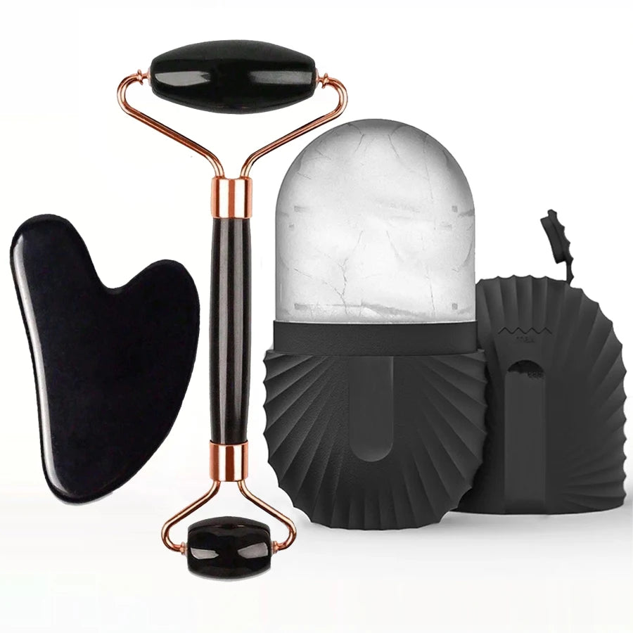 Ice Roller & Gua Sha – Kit Massage Visage 3 en 1