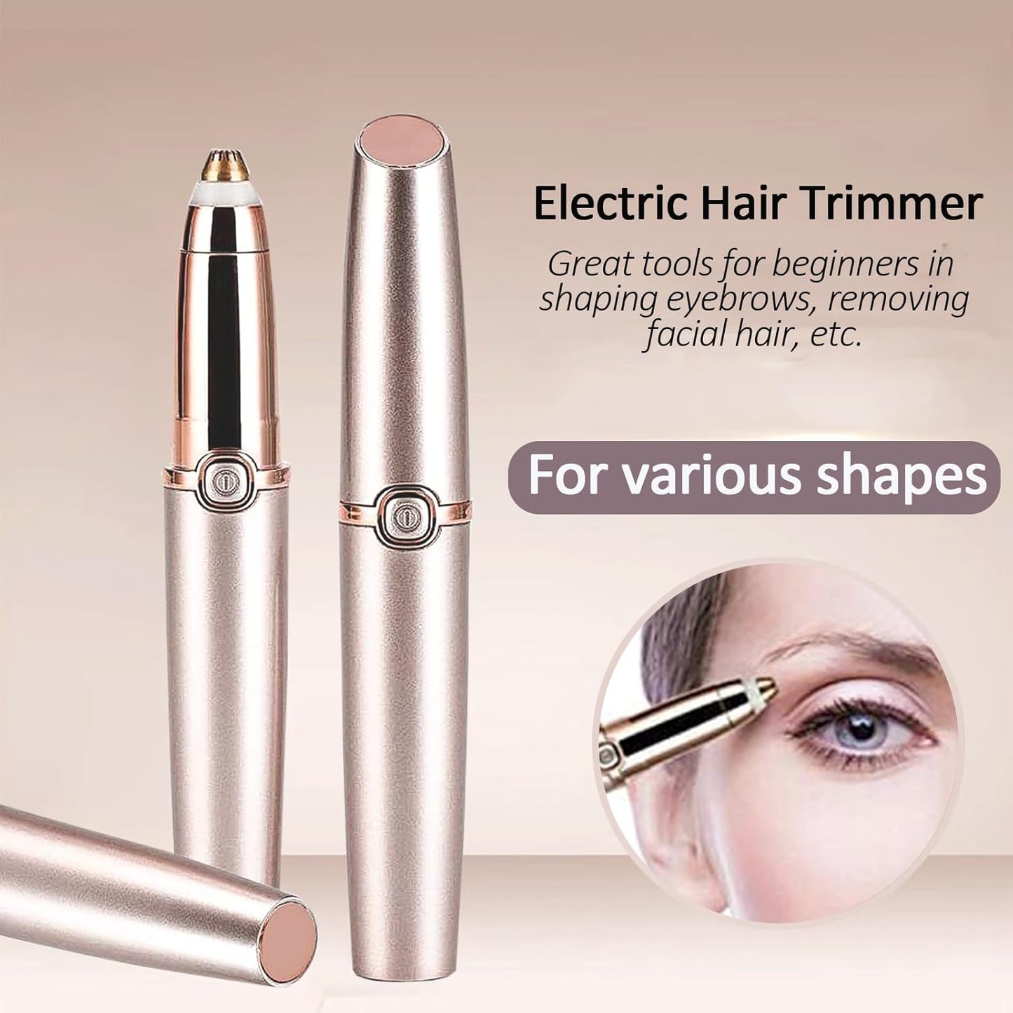 Rose Gold Hair Trimmer, Facial Hair Remover, Body Hair Trimmer, Pain-Free & Effortless, Unisex-Adults