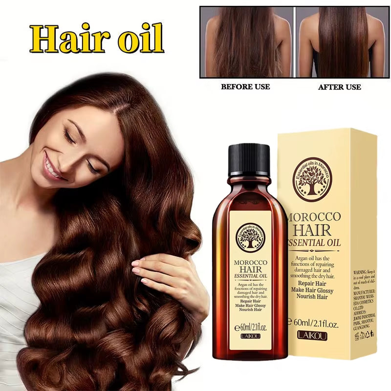 Argan Hair Oil Essential Oil Natural Anti-Hair Loss Prevent Hair Dry Soft Nourishing Frizz Damaged Repair Care 60Ml