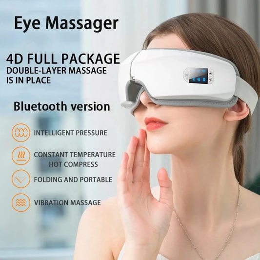 SYEOSYE 3D & 4D Smart Eye Massager with Heat, Vibration & Bluetooth