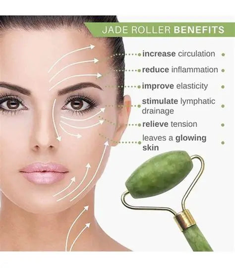 Natural Jade Gua Sha Set – Roller & Scraper Board for Face & Body