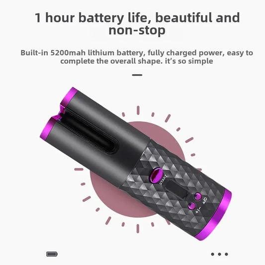 Automatic Wireless Curling Iron with LCD Display – Rotating Design