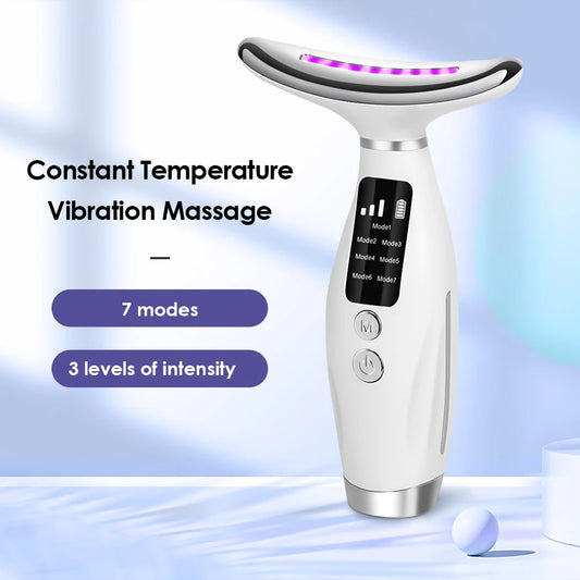LED Neck & Face Massager – 7 Color Light Therapy & Lifting Device
