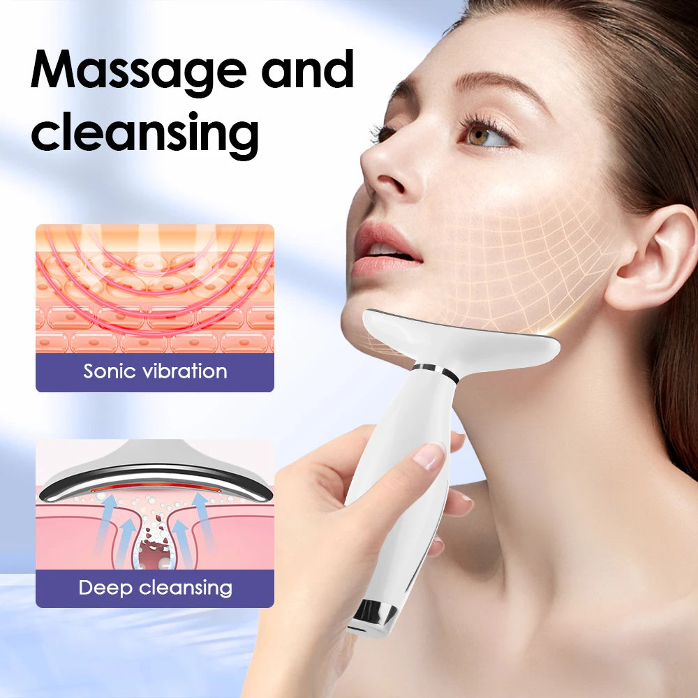 LED Neck & Face Massager – 7 Color Light Therapy & Lifting Device