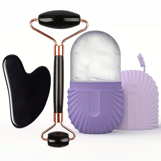 Ice Roller & Gua Sha – Kit Massage Visage 3 en 1